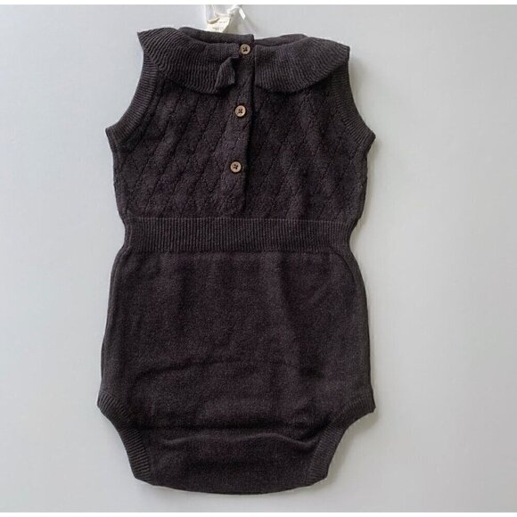 Kate Quinn Organics Black Sleeveless Peter Pan Sweater Bodysuit 12-18 Months - Picture 3 of 4